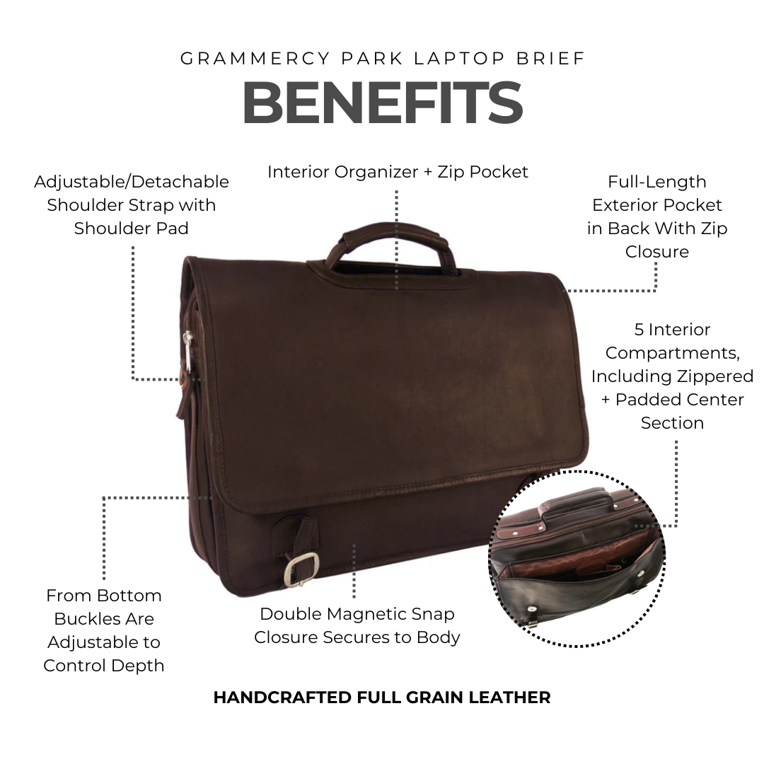 Grammercy Park Leather Laptop Brief - Image 6