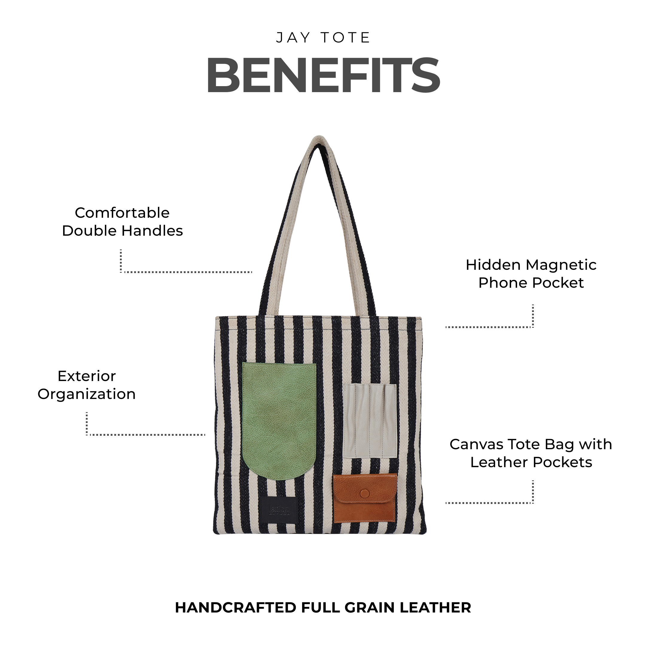 Jay Leather Tote Bag - Image 6